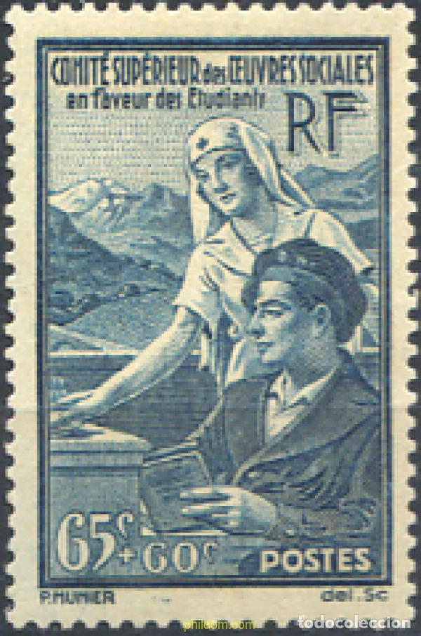 Sellos: 120610 MNH FRANCIA 1938 PRO OBRAS SOCIALES EN FAVOR DE LOS ESTUDIANTES