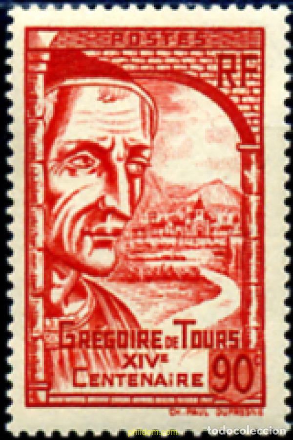 Timbres: 120731 MNH FRANCIA 1939 1400 ANIVERSARIO DEL NACIMIENTO DE GREGORIO DE TOURS