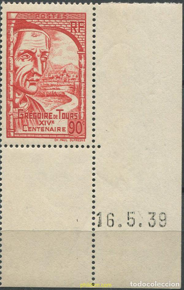 Timbres: 669721 MNH FRANCIA 1939 1400 ANIVERSARIO DEL NACIMIENTO DE GREGORIO DE TOURS