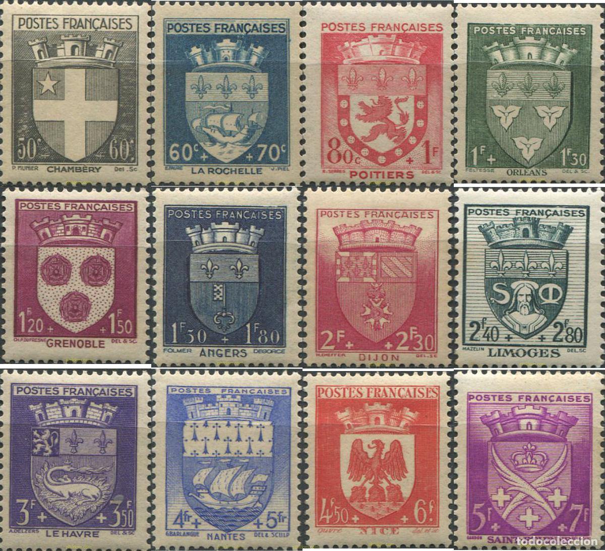 Stamps: 120809 MNH FRANCIA 1942 ESCUDOS DE CIUDADES