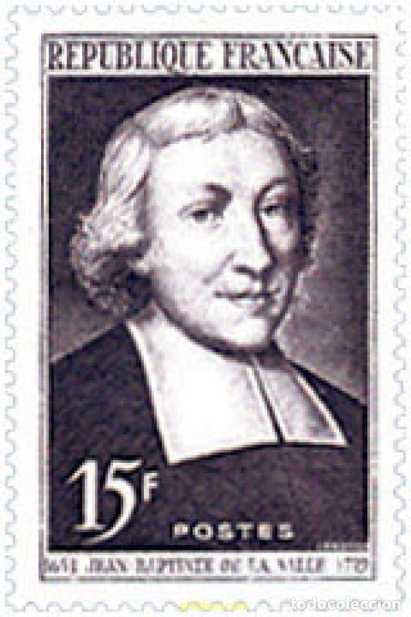Sellos: 121252 MNH FRANCIA 1951 300 ANIVERSARIO DEL NACIMIENTO DE SAN JUAN BAUTISTA DE LA SALLE