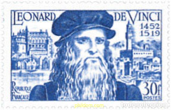 Sellos: 121302 MNH FRANCIA 1952 5 CENTENARIO DEL NACIMIENTO DE LEONARDO DA VINCI