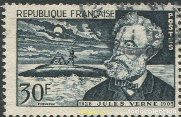 Timbres: 679475 USED FRANCIA 1955 50 ANIVERSARIO DE LA MUERTE DE JULIO VERNE