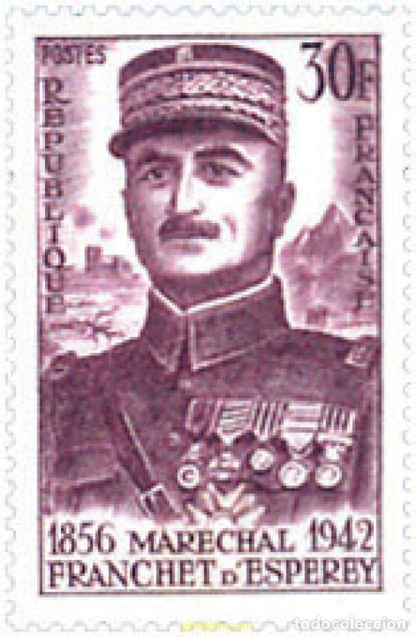 Sellos: 121382 MNH FRANCIA 1956 CENTENARIO DEL NACIMIENTO DEL MARISCAL FRANCHET D'ESPEREY