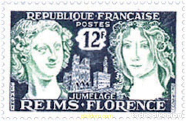 Sellos: 121379 MNH FRANCIA 1956 HERMANAMIENTO REIMS-FLORENCE