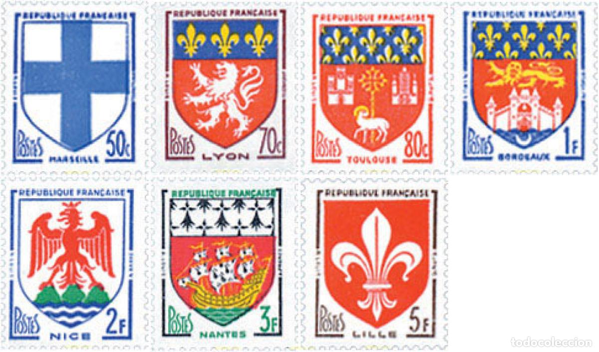 Sellos: 121630 MNH FRANCIA 1958 ESCUDOS DE CIUDADES