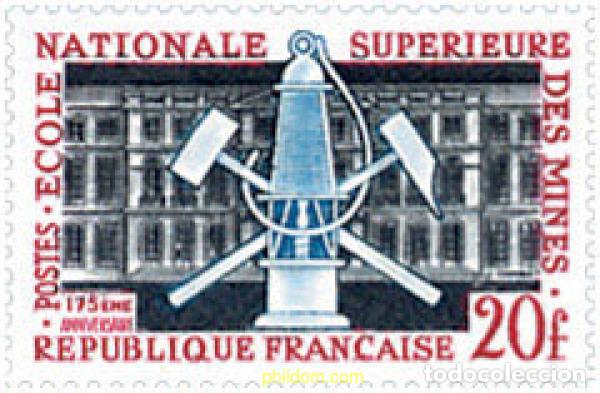 Sellos: 121717 MNH FRANCIA 1959 175 ANIVERSARIO DE LA ESCUELA DE MINAS EN PARIS