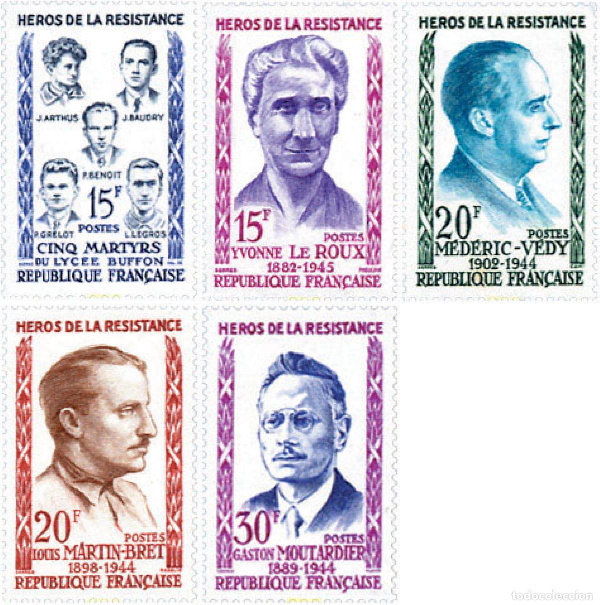 Timbres: 121728 MNH FRANCIA 1959 HEROES DE LA RESISTENCIA