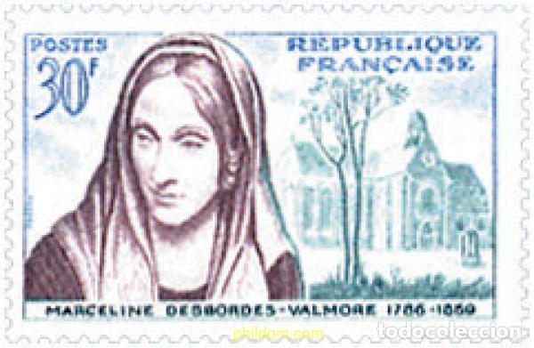 Sellos: 121759 MNH FRANCIA 1959 CENTENARIO DE LA MUERTE DE MARCELINE DESBORDES-VALMORE