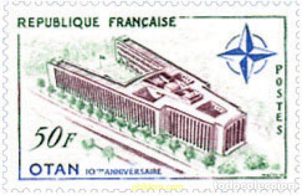 Sellos: 121772 MNH FRANCIA 1959 10 ANIVERSARIO DE LA OTAN