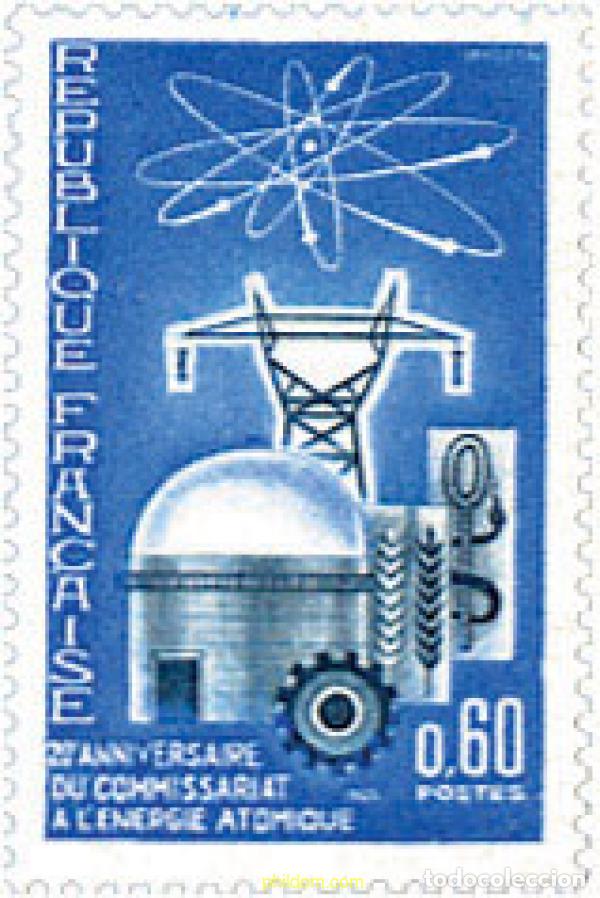 Sellos: 353237 HINGED FRANCIA 1965 20 ANIVERSARIO DE LA COMISARIA DE LA ENERGIA ATOMICA