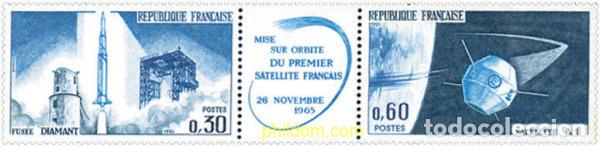 Sellos: 163543 MNH FRANCIA 1965 LANZAMIENTO DEL PRIMER SATELITE NACIONAL EN HAMMAGUIR (SAHARA)