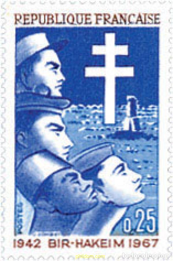 Sellos: 122113 MNH FRANCIA 1967 25 ANIVERSARIO DE LA VICTORIA DE BIR-HAKEIM