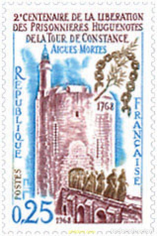 Sellos: 122144 MNH FRANCIA 1968 BICENTENARIO DE LA LIBERACION DE PRISIONEROS HUGONOTES DE LA TORRE DE CONST