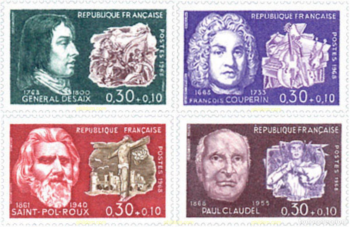 Sellos: 122130 MNH FRANCIA 1968 PERSONAJES CELEBRES