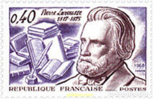Sellos: 353269 HINGED FRANCIA 1968 150 ANIVERSARIO DEL NACIMIENTO DE PIERRE LAROUSSE