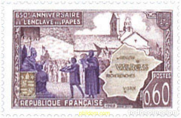 Sellos: 122140 MNH FRANCIA 1968 650 ANIVERSARIO DEL TERRITORIO PAPAL DE VALREAS