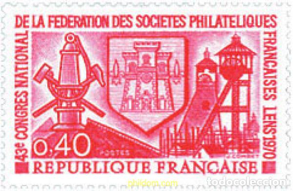 Sellos: 122191 MNH FRANCIA 1970 43 CONGRESO NACIONAL DE LA FEDERACION DE SOCIEDADES FILATELICAS FRANCESAS