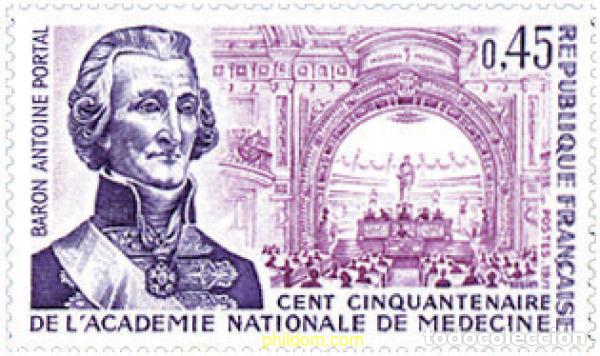 Sellos: 122459 MNH FRANCIA 1971 150 ANIVERSARIO DE LA ACADEMIA NACIONAL DE MEDICINA