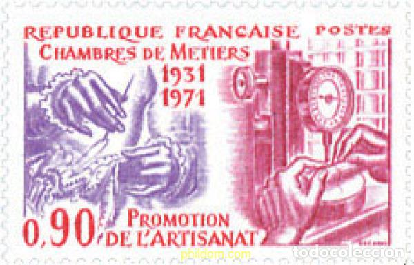 Sellos: 122456 MNH FRANCIA 1971 40 ANIVERSARIO DE LA ASAMBLEA PERMANENTE DE CAMARAS DE COMERCIO