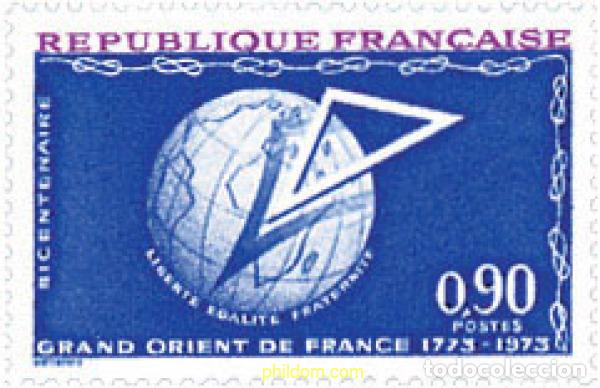 Sellos: 122629 MNH FRANCIA 1973 BICENTENARIO DEL &rdquo;GRAND ORIENT DE FRANCE&rdquo;