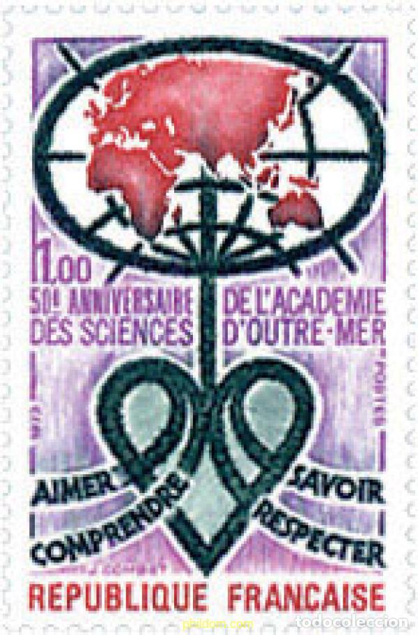 Sellos: 122641 MNH FRANCIA 1973 50 ANIVERSARIO DE LA ACADEMIA DE CIENCIAS DE ULTRAMAR