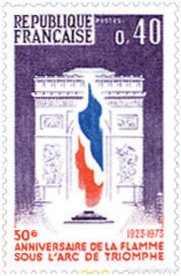 Sellos: 122695 MNH FRANCIA 1973 50 ANIVERSARIO DE LA LLAMA SOBRE EL ARCO DEL TRIUNFO