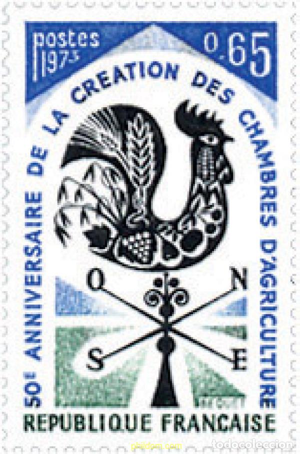 Sellos: 122697 MNH FRANCIA 1973 50 ANIVERSARIO DE LA CREACION DE LA CAMARA DE AGRICULTURA