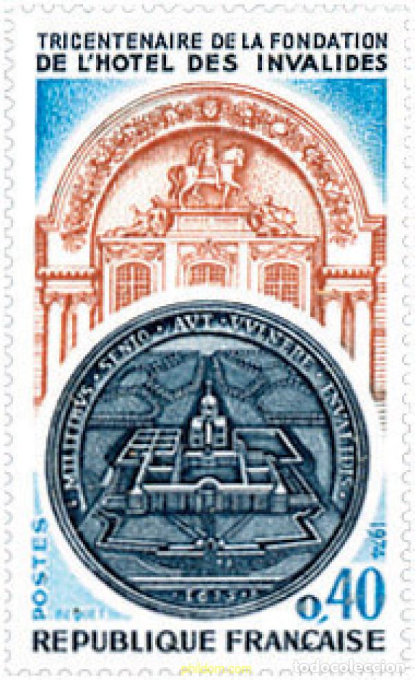 Sellos: 122720 MNH FRANCIA 1974 3 CENTENARIO DE LA FUNDACION DEL &rdquo;HOTEL DES INVALIDES&rdquo;