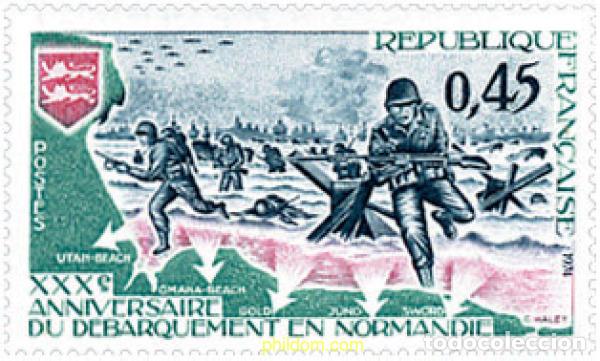 Sellos: 122718 MNH FRANCIA 1974 30 ANIVERSARIO DEL DESEMBARCO EN NORMANDIA