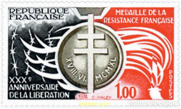 Sellos: 122736 MNH FRANCIA 1974 30 ANIVERSARIO DE LA LIBERACION