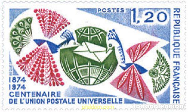 Sellos: 122726 MNH FRANCIA 1974 CENTENARIO DE LA U.P.U.