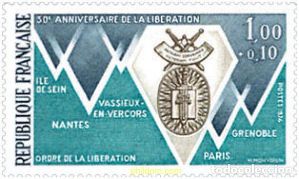 Sellos: 245254 MNH FRANCIA 1974 30 ANIVERSARIO DE LA LIBERACION