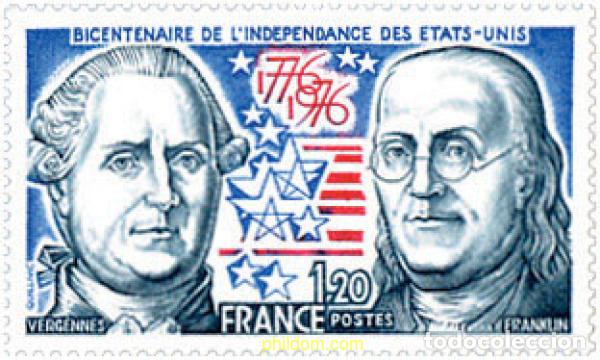 Sellos: 122914 MNH FRANCIA 1976 BICENTENARIO DE LA INDEPENDENCIA DE LOS ESTADOS UNIDOS
