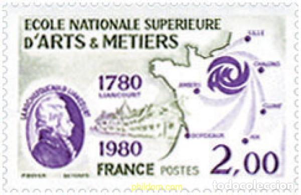 Sellos: 123272 MNH FRANCIA 1980 200 ANIVERSARIO DE LA ESCUELA NACIONAL SUPERIOR DE ARTES Y OFICIOS