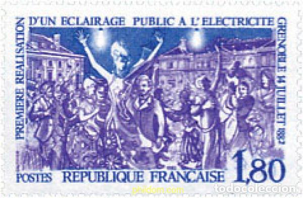 Sellos: 123561 MNH FRANCIA 1982 PRIMERA REALIZACION DEL ALUMBRADO PUBLICO CON ELECTRICIDAD
