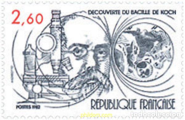Sellos: 123611 MNH FRANCIA 1982 CENTENARIO DEL DESCUBRIMIENTO DEL BACILO DE LA TUBERCULOSIS POR ROBERT KOCH