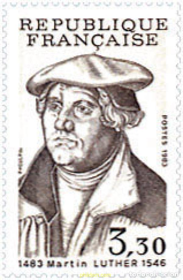 Sellos: 123628 MNH FRANCIA 1983 500 ANIVERSARIO DEL NACIMIENTO DE MARTIN LUTHER