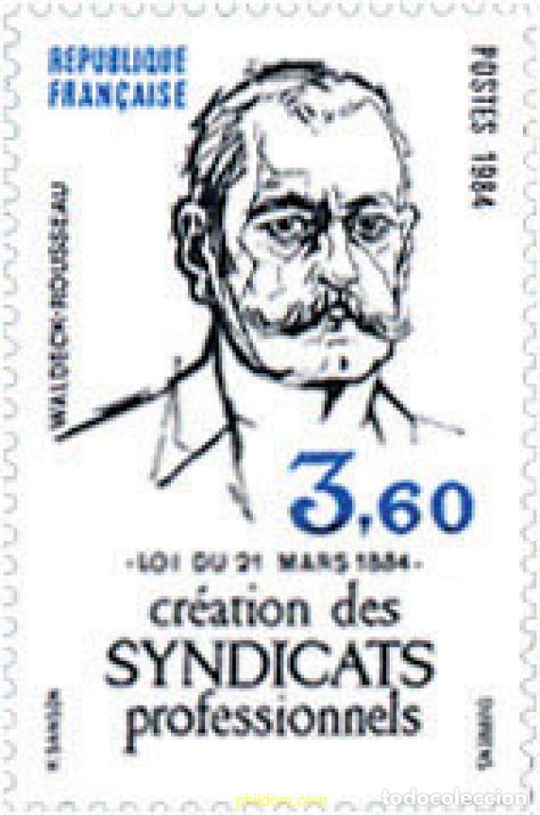 Sellos: 123743 MNH FRANCIA 1984 CENTENARIO DE LA CREACION DE SINDICATOS PROFESIONALES