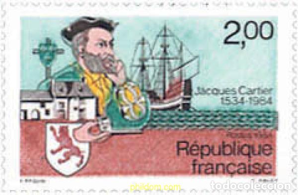 Sellos: 123758 MNH FRANCIA 1984 450 ANIVERSARIO DEL VIAJE DE JACQUES CARTIER A CANADA