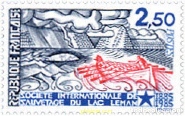 Sellos: 123851 MNH FRANCIA 1985 CENTENARIO DE LA SOCIEDAD INTERNACIONAL DE SALVAMENTO DEL LAGO LEMAN