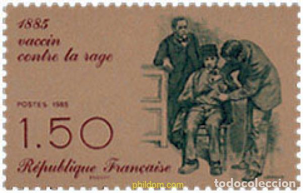 Sellos: 123848 MNH FRANCIA 1985 CENTENARIO DEL DESCUBRIMIENTO DE LA VACUNA CONTRA LA RABIA