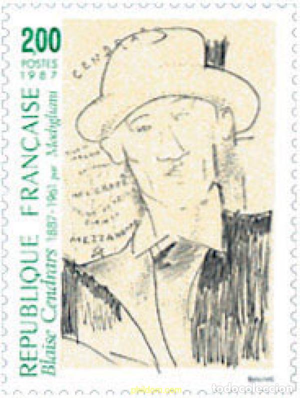 Stamps: 123977 MNH FRANCIA 1987 CENTENARIO DEL NACIMIENTO DE BLAISE CENDRARS