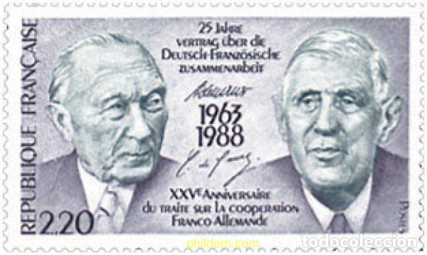Timbres: 123985 MNH FRANCIA 1988 25 ANIVERSARIO DEL TRATADO DE COOPERACION FRANCO-ALEMANA