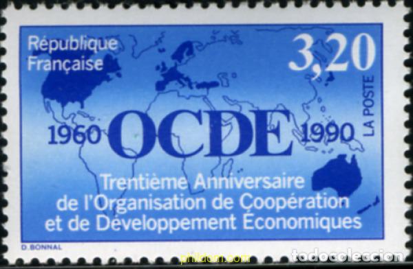 Sellos: 124123 MNH FRANCIA 1990 30 ANIVERSARIO DE LA O.C.D.E.