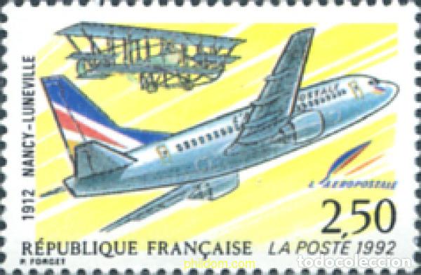 Timbres: 124165 MNH FRANCIA 1992 80 ANIVERSARIO DEL SERVICIO POSTAL AEREO, NANCY-LUNEVILLE