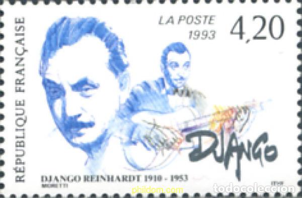 Sellos: 124180 MNH FRANCIA 1993 40 ANIVERSARIO DE LA MUERTE DEL COMPOSITOR Y GUITARRISTA DJANGO REINHARDT