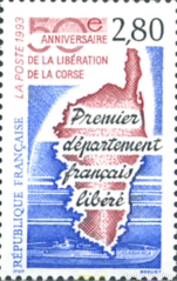 Sellos: 124190 MNH FRANCIA 1993 50 ANIVERSARIO DE LA LIBERACION DE CORCEGA