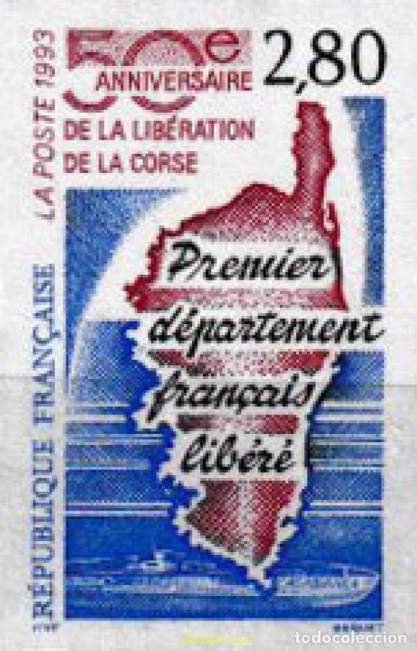 Sellos: 601561 MNH FRANCIA 1993 50 ANIVERSARIO DE LA LIBERACION DE CORCEGA