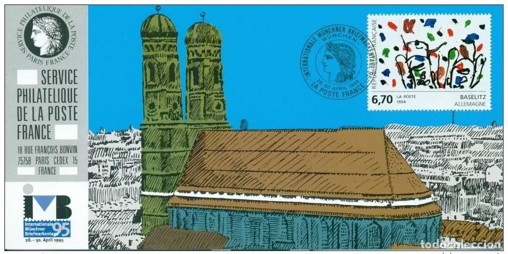 Sellos: 130 Mapa oficial de la Exposici&oacute;n M&uacute;nich 1995 FDC Baselitz M&uuml;nchner Dom Kirche